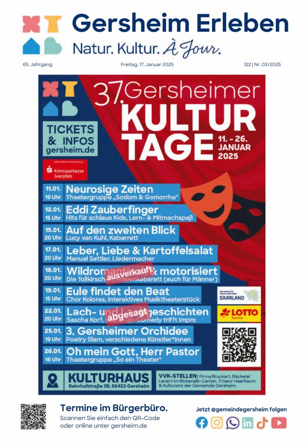 Bekanntmachungsblatt der Gemeinde Gersheim Titelblatt 03/2025