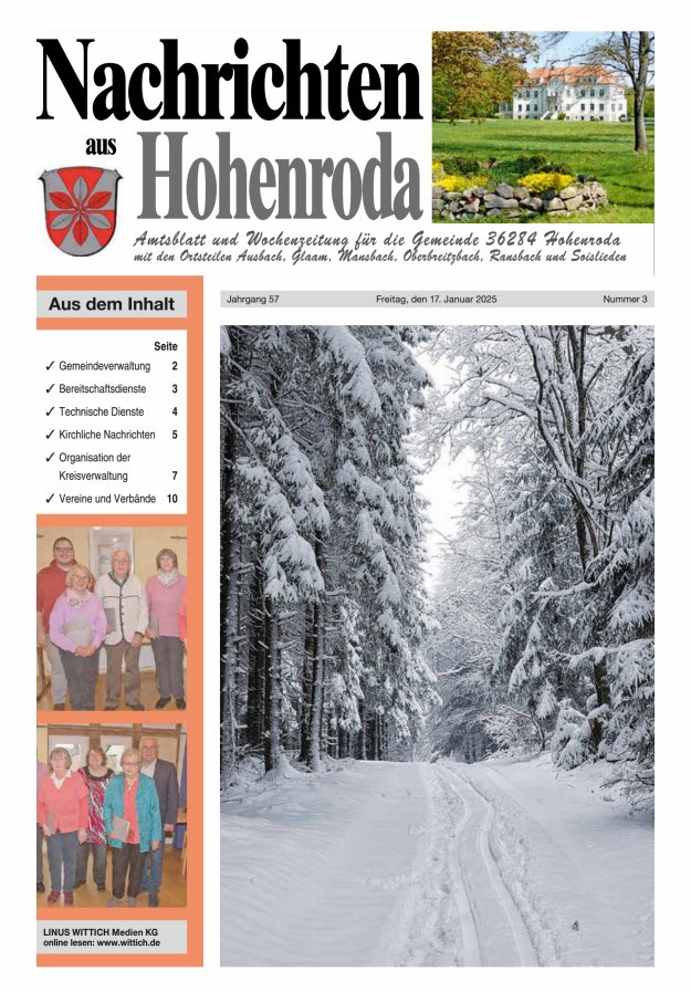 Nachrichten aus Hohenroda Titelblatt 03/2025
