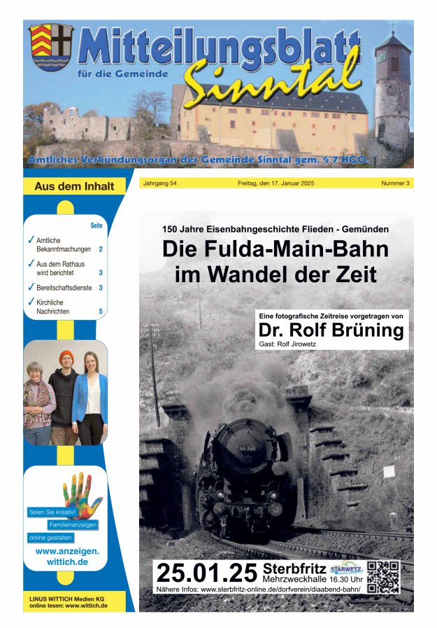 Mitteilungsblatt für die Gemeinde Sinntal Titelblatt 03/2025