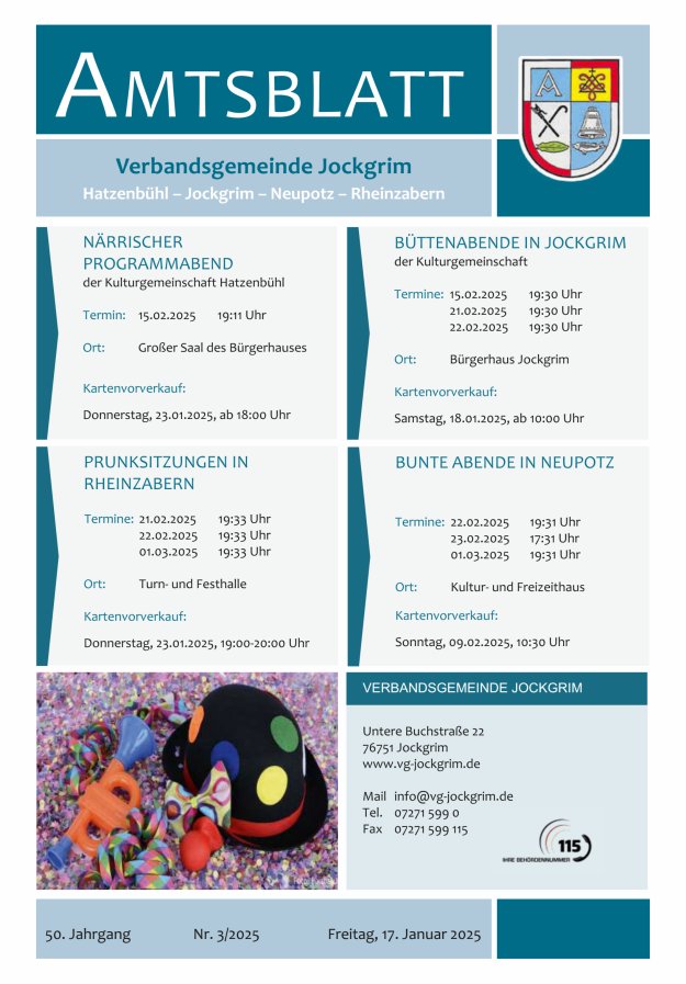 Amtsblatt VG Jockgrim Titelblatt 03/2025