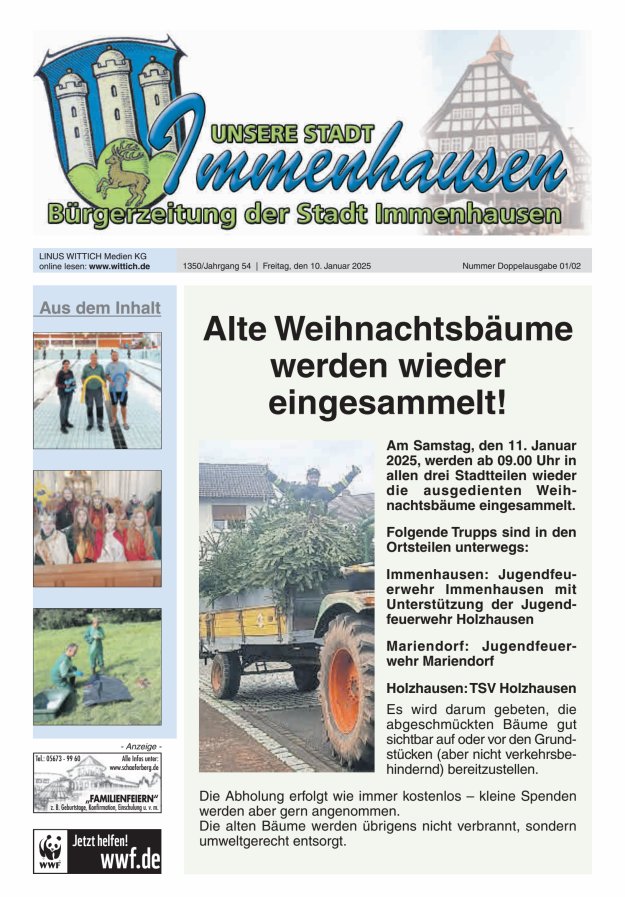 Unsere Stadt Immenhausen Titelblatt 02/2025