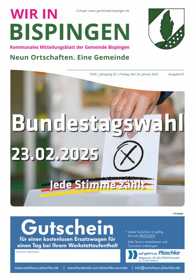 Wir in Bispingen Titelblatt 01/2025