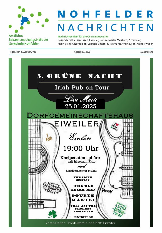 Nohfelder Nachrichten Titelblatt 03/2025