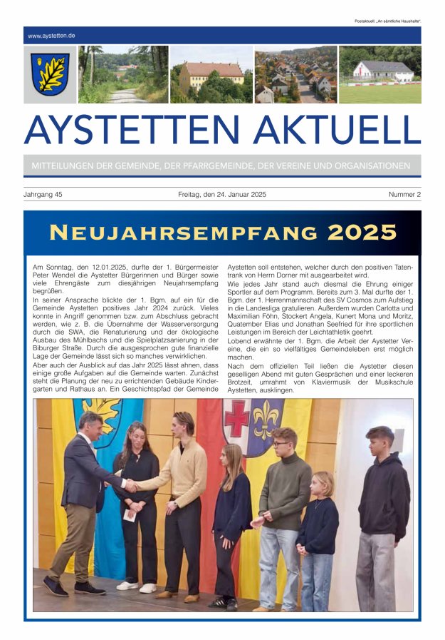 Aystetten Aktuell Wir über uns Titelblatt 02/2025