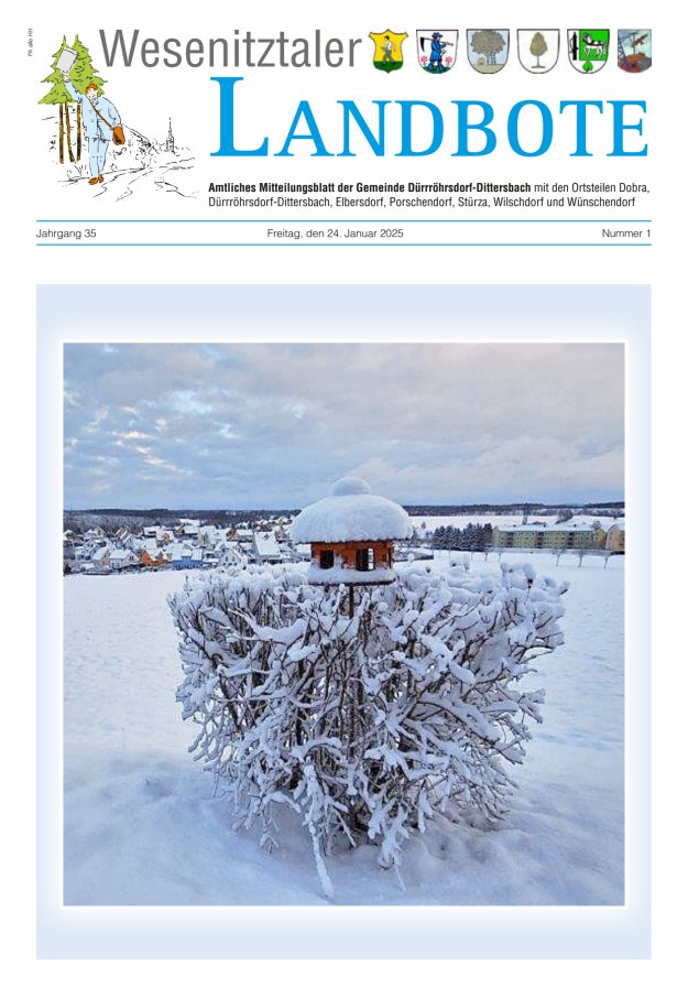Wesenitztaler Landbote – Amtliches Mitteilungsblatt der Gemeinde Dürrröhrsdorf-Dittersbach Titelblatt 01/2025
