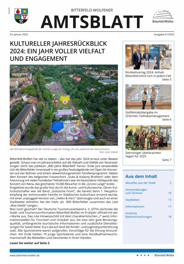 Bitterfeld-Wolfener Amtsblatt Titelblatt 01/2025