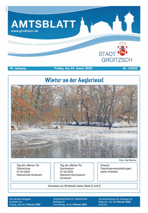 Amtsblatt Stadt Groitzsch Titelblatt 01/2025