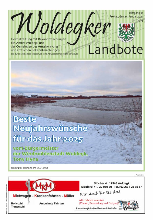 Woldegker Landbote Titelblatt 01/2025