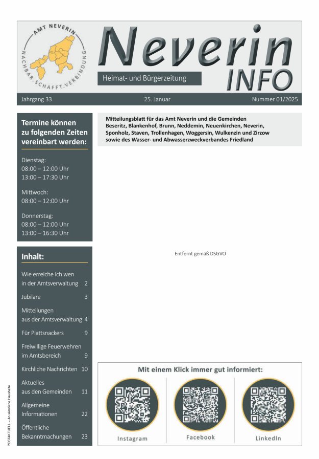 Neverin INFO Titelblatt 01/2025