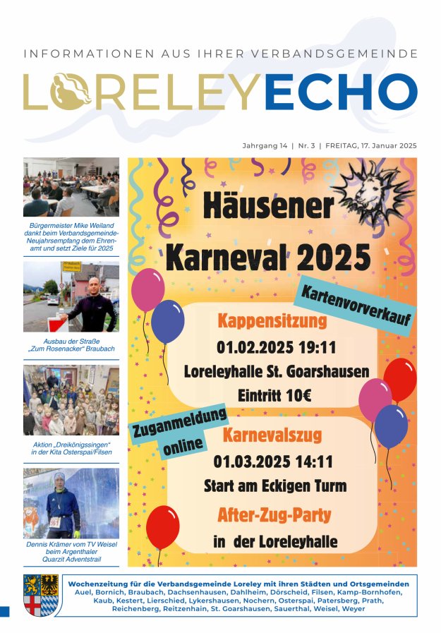 Loreley-Echo - Mitteilungsblatt der Verbandsgemeinde Loreley (Braubach) Titelblatt 03/2025