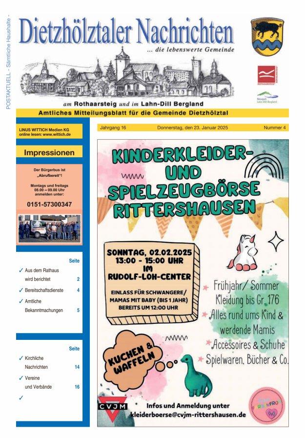 Dietzhölztaler Nachrichten Titelblatt 04/2025