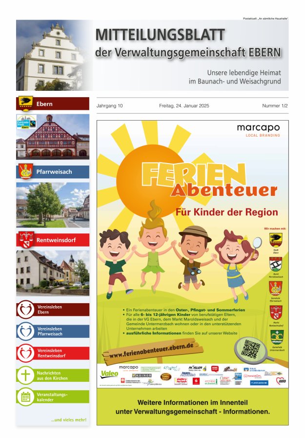 Mitteilungsblatt der Verwaltungsgemeinschaft Ebern Titelblatt 01/2025