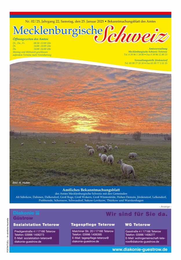 Bekanntmachungsblatt des Amtes Mecklenburgische Schweiz Titelblatt 02/2025