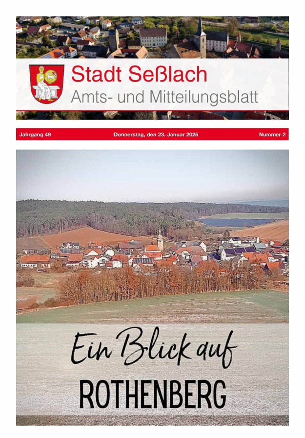 Amts- und Mitteilungsblatt Stadt Seßlach Titelblatt 02/2025