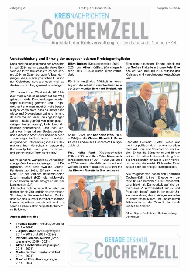 Kreisnachrichten Cochem-Zell Titelblatt 03/2025