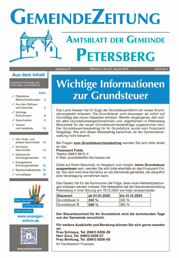 Amtsblatt Blickpunkt Petersberg Titelblatt 04/2025