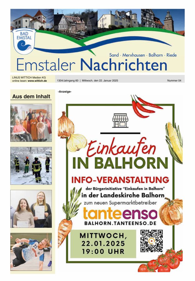 Emstaler Nachrichten Titelblatt 04/2025