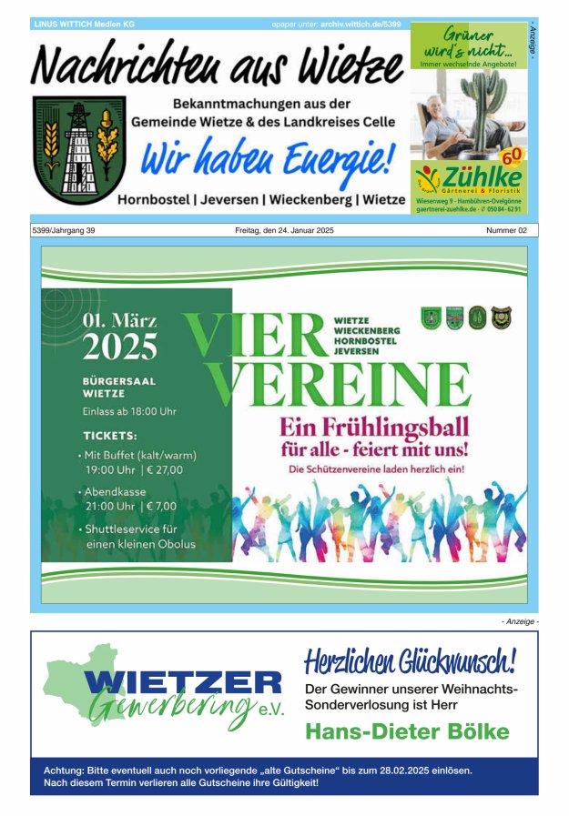 Nachrichten aus Wietze Titelblatt 02/2025