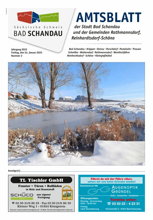Amtsblatt der Stadt Bad Schandau und der Gemeinden Titelblatt 02/2025