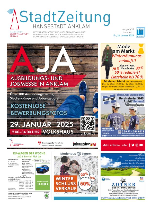 Anklam StadtZeitung Titelblatt 01/2025