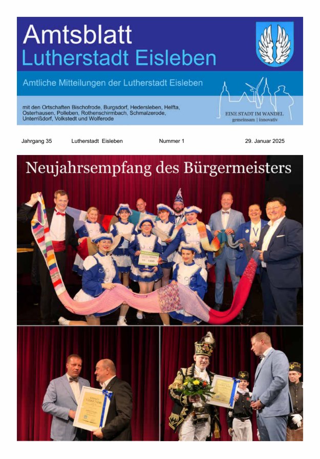 Amtsblatt Lutherstadt Eisleben – Amtliches Mitteilungsblatt der Lutherstadt Eisleben Titelblatt 01/2025