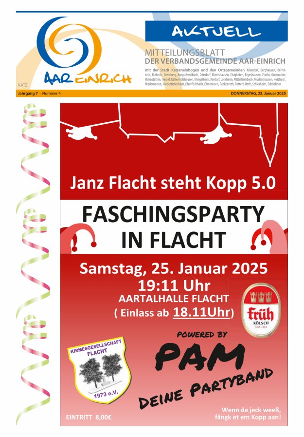 Mitteilungsblatt der Verbandsgemeinde Aar-Einrich Ausgabe Katzenelnbogen Titelblatt 04/2025