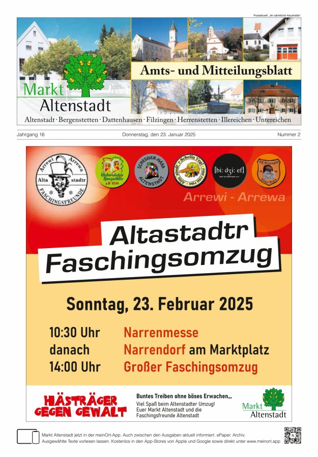 Amts- und Mitteilungsblatt des Marktes Altenstadt Titelblatt 02/2025