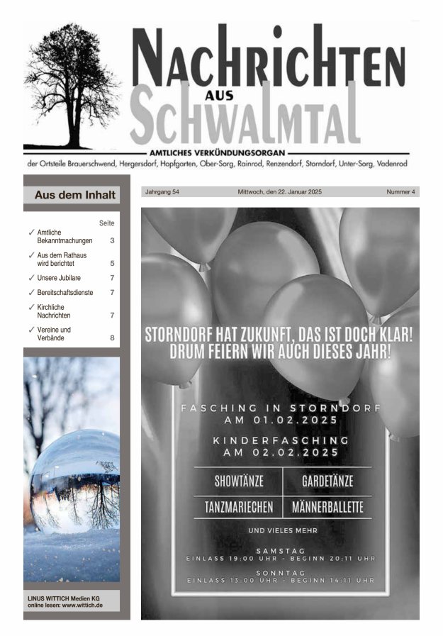 Nachrichten aus Schwalmtal Titelblatt 04/2025