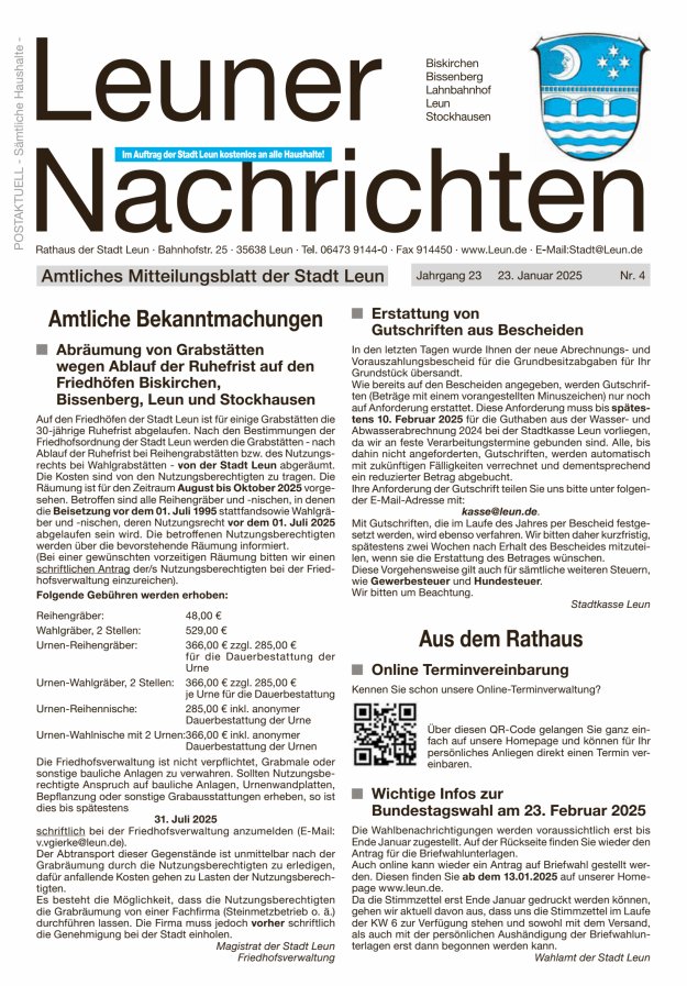 Leuner Nachrichten Titelblatt 04/2025