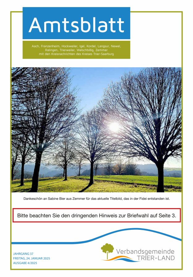 Amtsblatt VG Trier-Land Titelblatt 04/2025