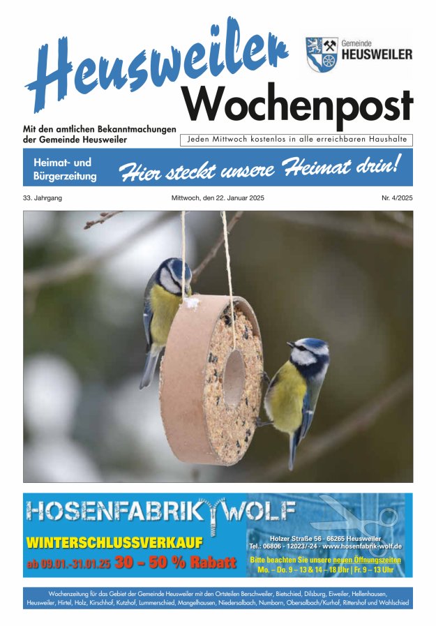 Heusweiler Wochenpost Titelblatt 04/2025