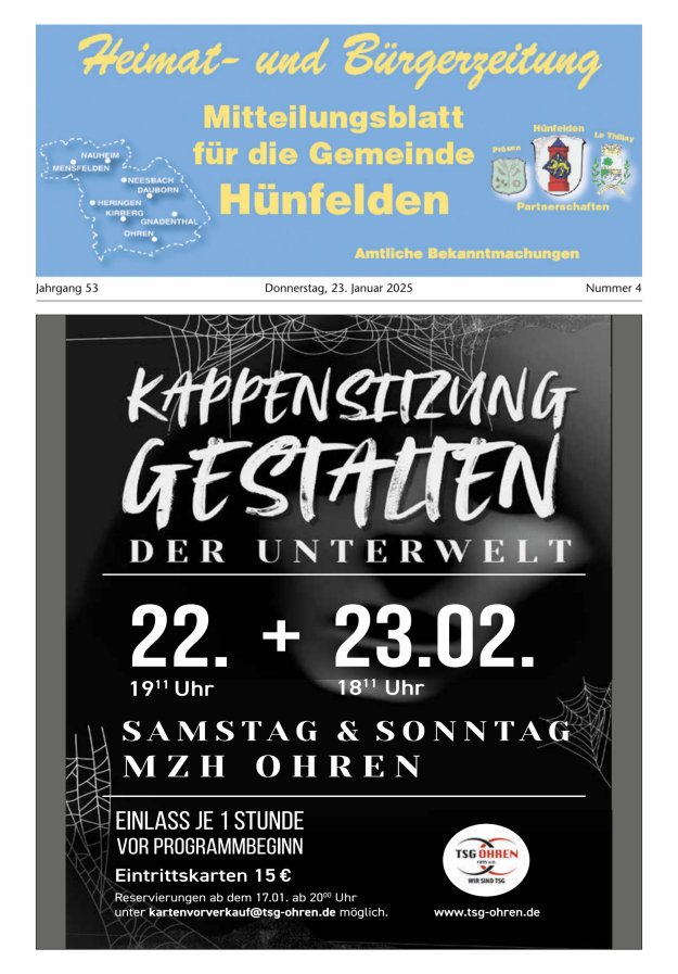 Mitteilungsblatt für die Gemeinde Hünfelden Titelblatt 04/2025