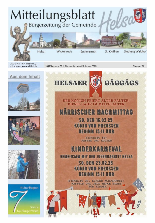 Mitteilungsblatt Helsa Titelblatt 04/2025