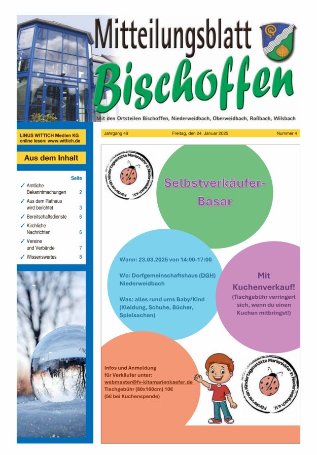 Mitteilungsblatt für die Gemeinde Bischoffen Titelblatt 04/2025
