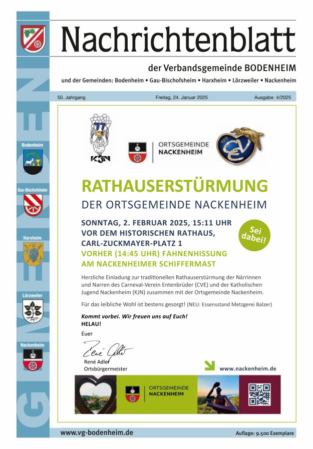 Nachrichtenblatt der VG Bodenheim              Titelblatt 04/2025