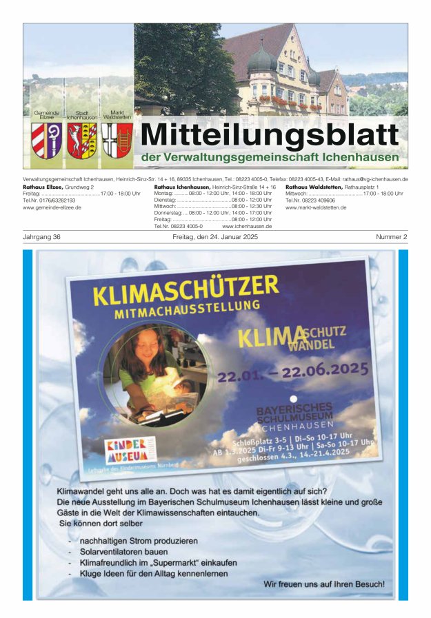 Mitteilungsblatt der Verwaltungsgemeinschaft Ichenhausen Titelblatt 02/2025