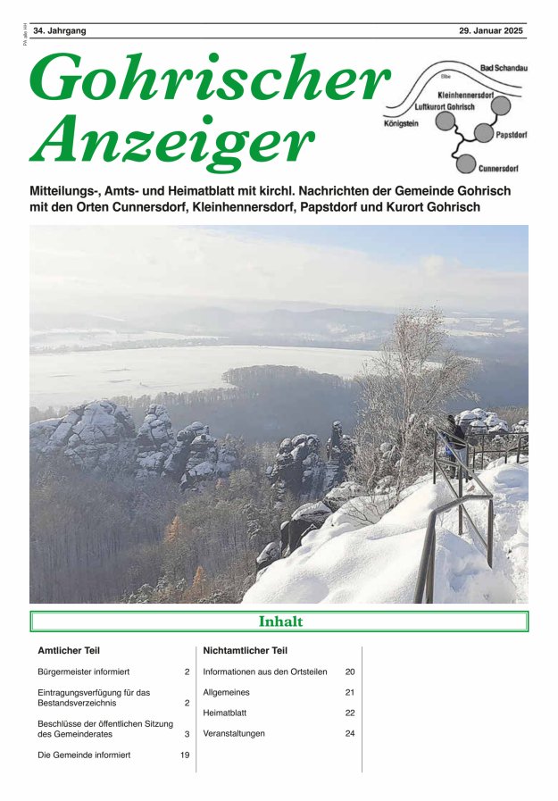 Gohrischer Anzeiger Titelblatt 01/2025