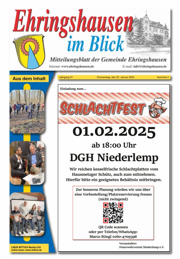 Mitteilungsblatt der Gemeinde Ehringshausen Titelblatt 04/2025