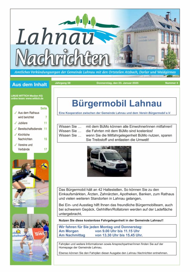 Lahnau Nachrichten Titelblatt 04/2025