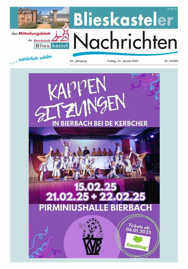 Blieskasteler Nachrichten  Titelblatt 04/2025