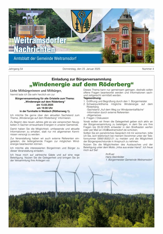 Weitramsdorfer Nachrichten Titelblatt 04/2025
