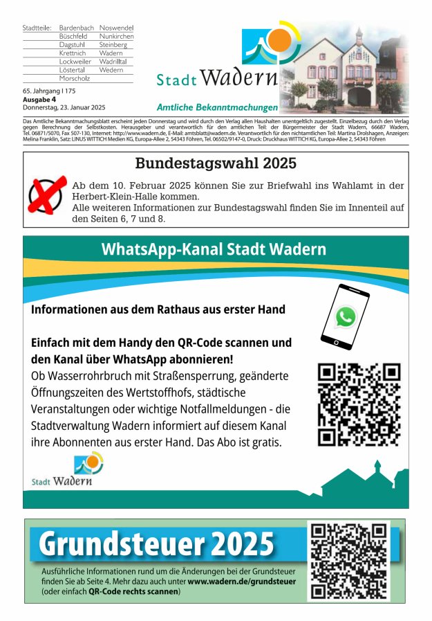 Stadt Wadern Titelblatt 04/2025