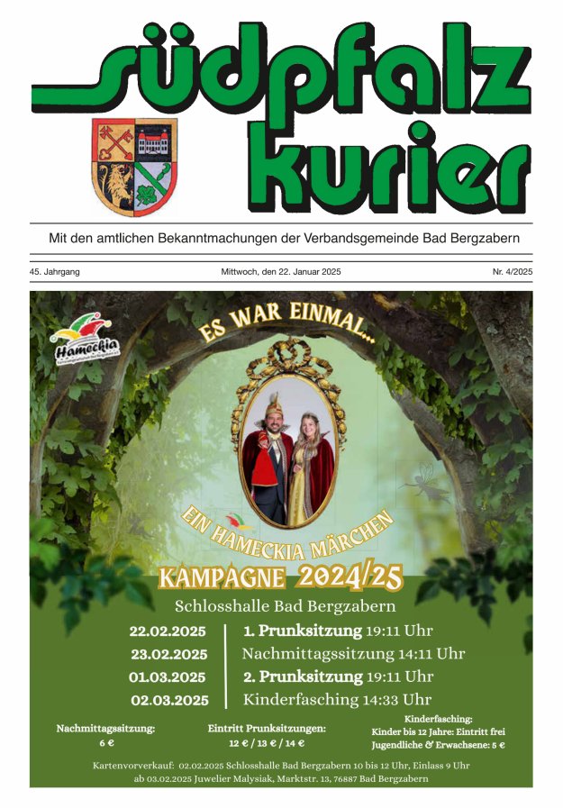 Südpfalz Kurier - VG Bad Bergzabern Titelblatt 04/2025