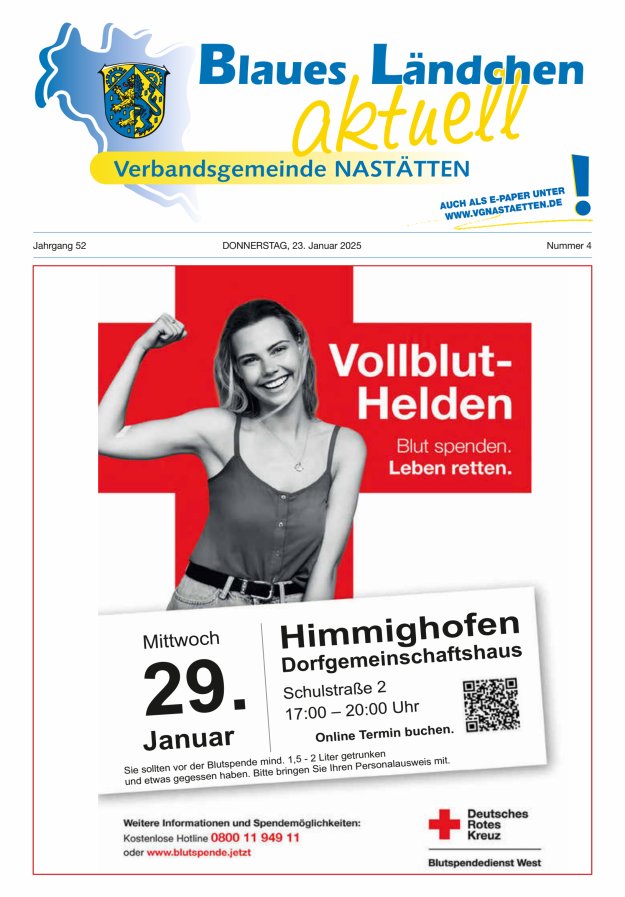 Blaues Ländchen aktuell - Heimat- u Bürgerzeitung VG Nastätten Titelblatt 04/2025