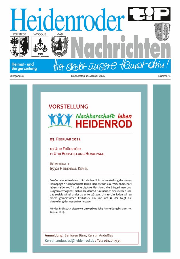 "tip" Heidenroder Nachrichten Titelblatt 04/2025