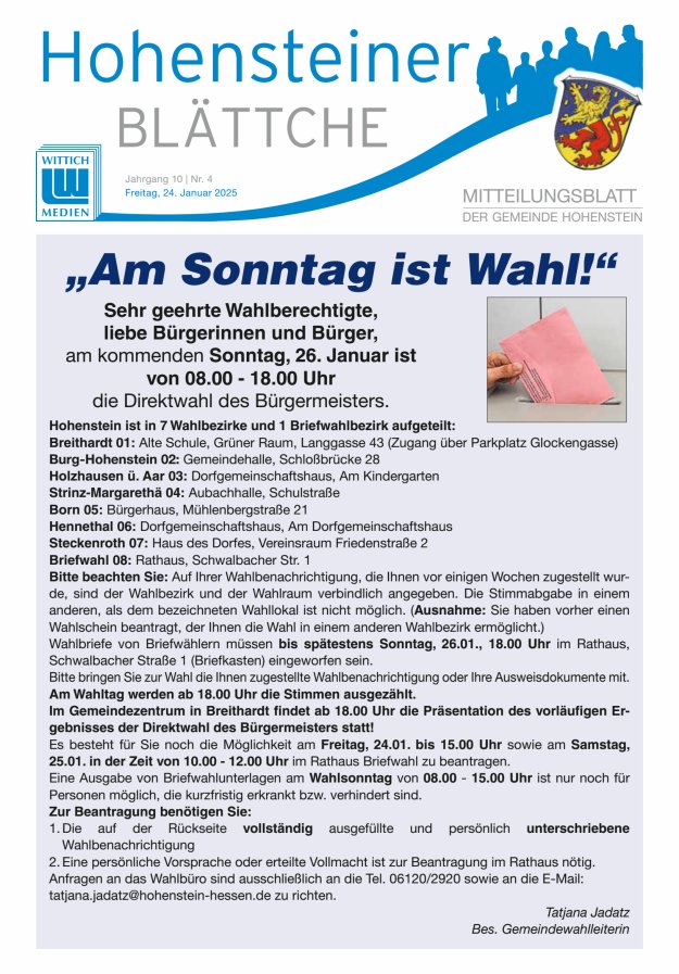 Hohensteiner Blättche Titelblatt 04/2025