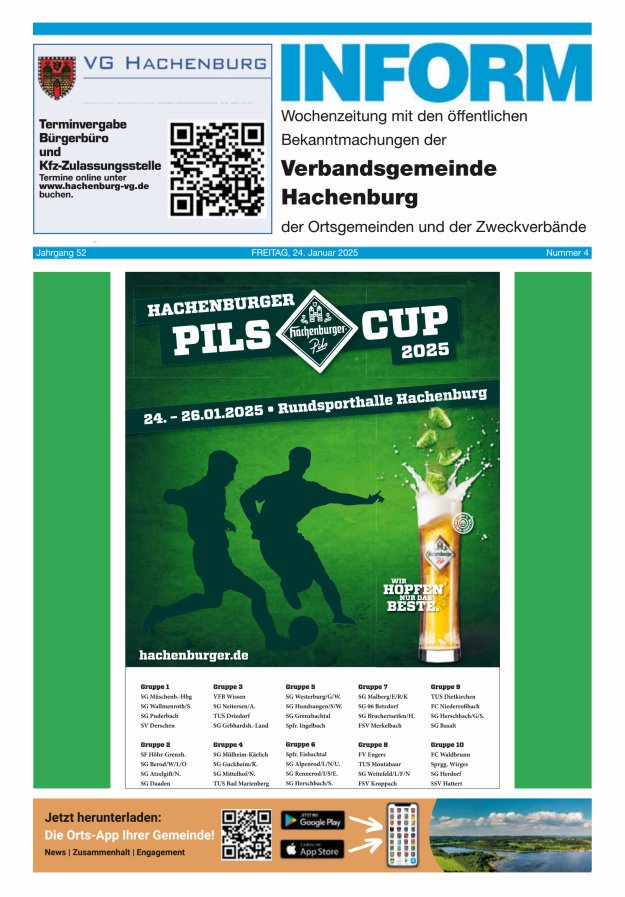 INFORM - Wochenzeitung der Verbandsgemeinde Hachenburg Titelblatt 04/2025