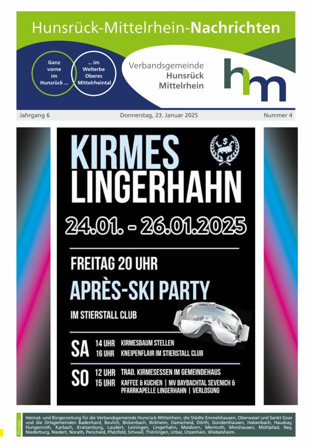 Hunsrück-Mittelrhein Nachrichten Ausgabe Emmelshausen Titelblatt 04/2025