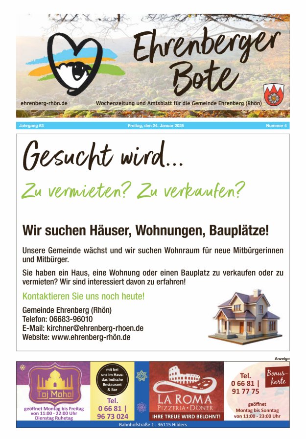 Ehrenberger Bote Titelblatt 04/2025