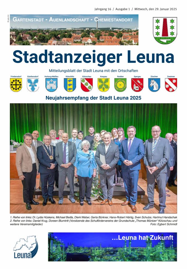 Stadtanzeiger – Mitteilungsblatt der Stadt Leuna mit den Ortschaften Titelblatt 01/2025